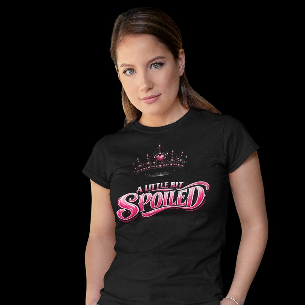 A Little Bit Spoiled Hot Pink Crown Graphic Tee